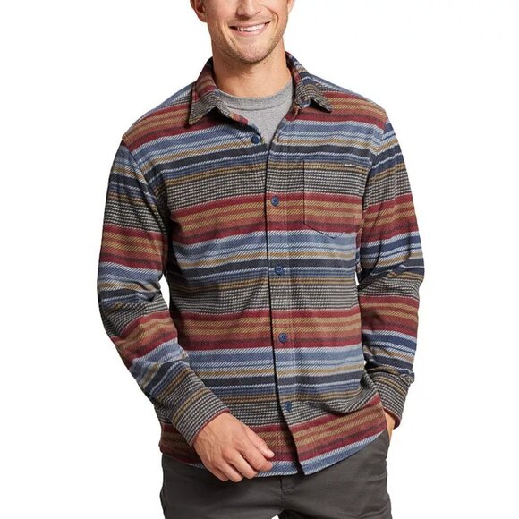 Eddie Bauer Striped Fleece button up - Picture 1 of 6